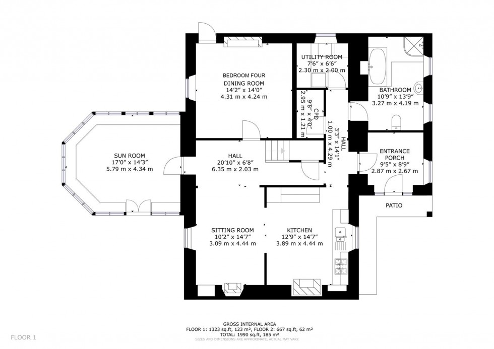 Floorplan for Upper Coull Farmhouse & 28 Acres, Glenlivet